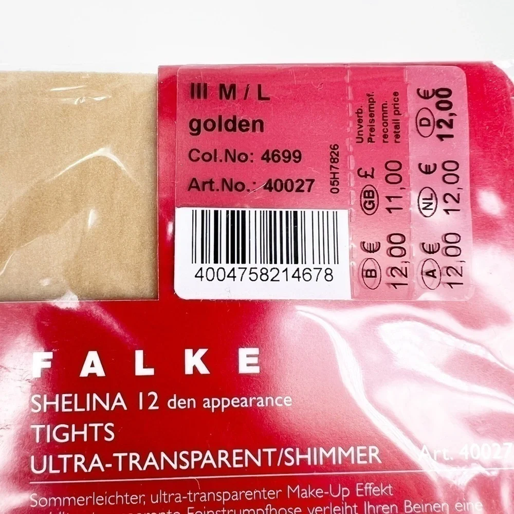 Falke Shelina 12 DEN Women’s Tights Size III - M/L Golden New in Package NWT